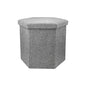 Linen-look hexagon storage ottoman beige main view – CozynookMY