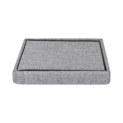 Grey square ottoman product on white background no background